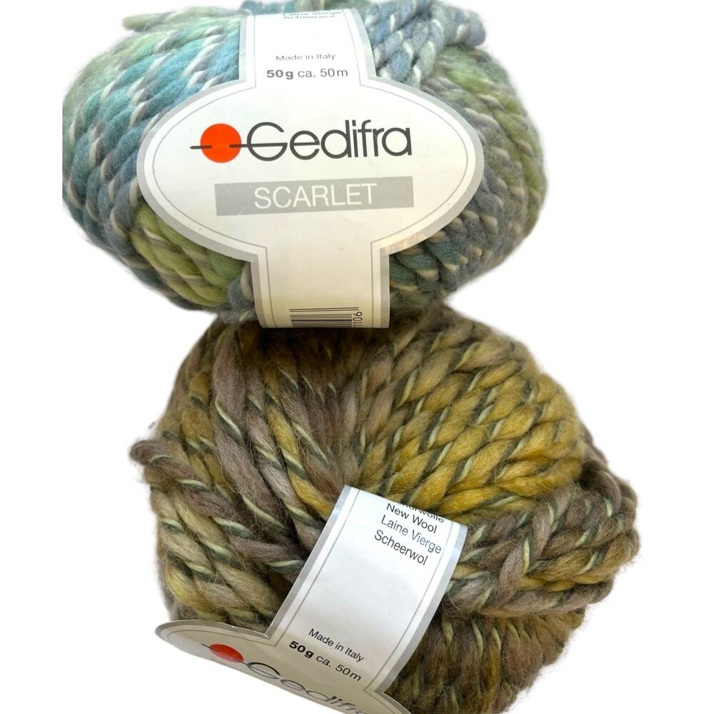 Gedifra SCARLET Acrylic Wool Bulky Italian Yarn | 1810 Green Blue, 1869 Brown